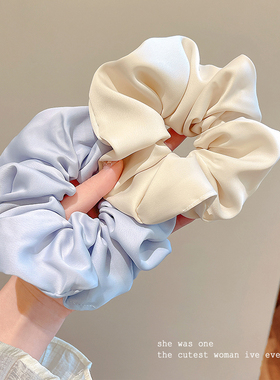 韩系大号蓝白缎面猪大肠发圈女简约不伤发发绳气质扎马尾头绳头花