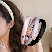 韩系百搭缎面金标海绵发箍女2026新款 高颅顶发捆日常外戴压发头箍