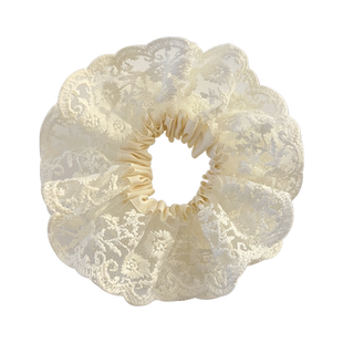 韩系温柔白色蕾丝猪大肠发圈女网红气质扎头发饰品高级感头绳头花