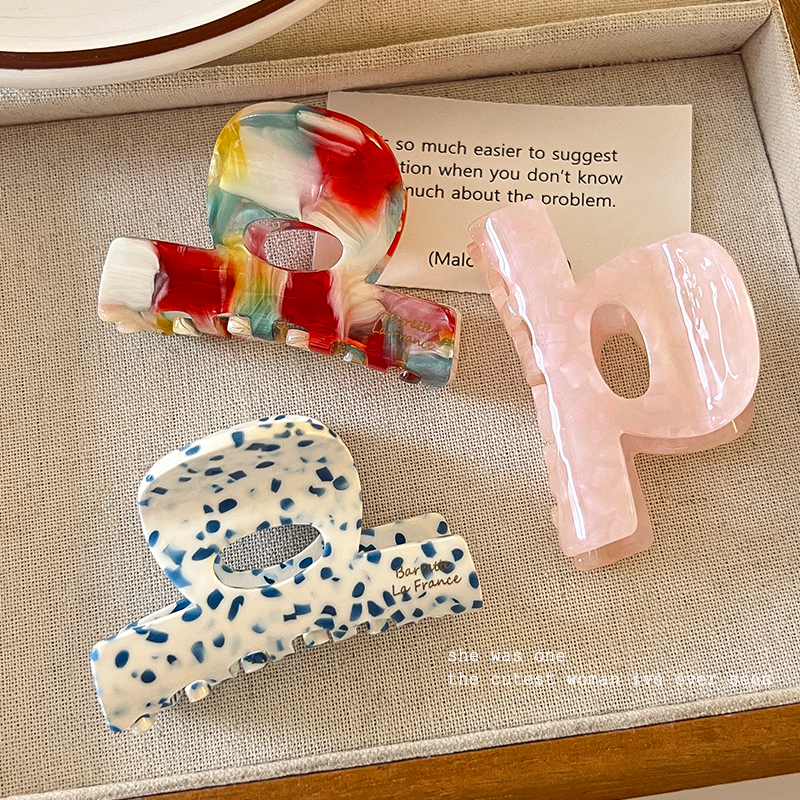 法式醋酸小抓夹女夏天盘发夹子头饰气质高级感马尾固定鲨鱼夹发卡