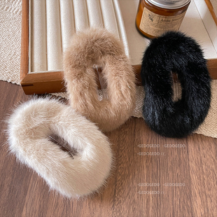 大号毛茸茸贝壳鲍鱼抓夹女秋冬盘发鸭嘴夹后脑勺鲨鱼夹安全替代品