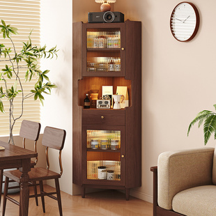 实木转角置物架墙角拐角收纳柜一体靠墙角落转角柜展示柜三角柜子