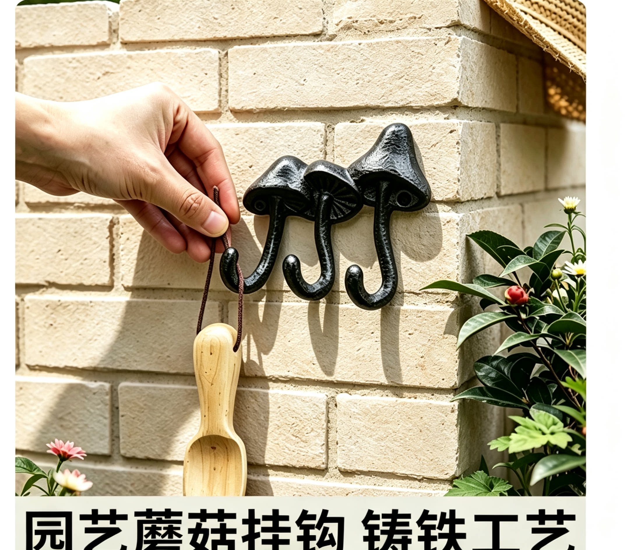 欧式复古铁艺园艺蘑菇挂钩庭院花园户外服装店装饰挂衣钩衣帽挂钩