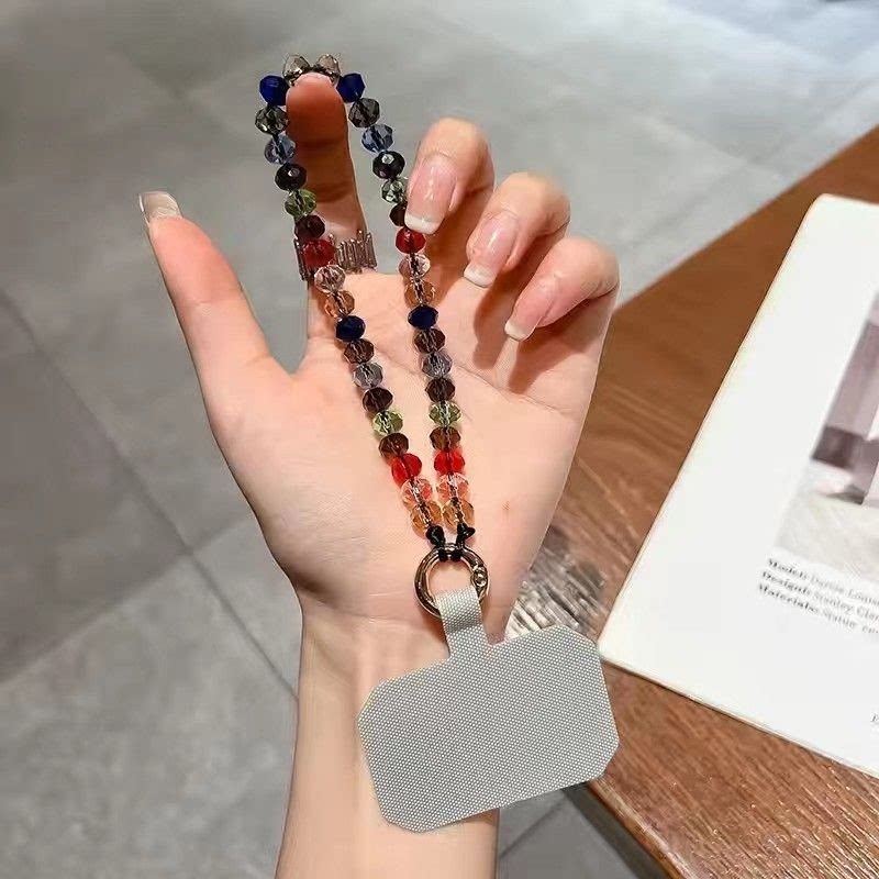 樱声适用手机挂绳新款短款精致珠子手腕吊绳手工串珠配饰可拆卸耐用防摔高端水晶个性手机链送帆布卡片垫片女