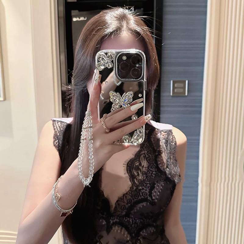 水钻蝴蝶镜面壳适用苹果系列