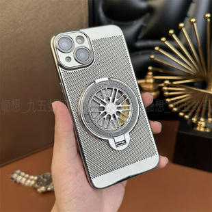 解压陀螺支架适用苹果13手机壳自带镜头膜新款 XR散热网格iphone15promax高级plus全包防摔保护套