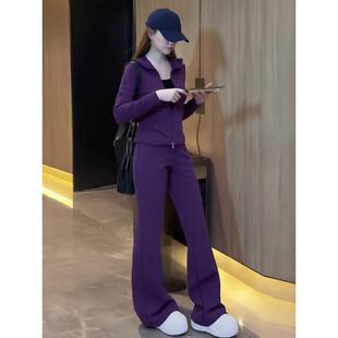 ROUMIKL时尚运动套装女春秋2025新款修身卫衣卫裤跑步休闲运