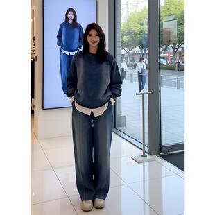 ROUMIKL2025新款复古小众设计感卫衣上衣外套高腰裤子小个子套装