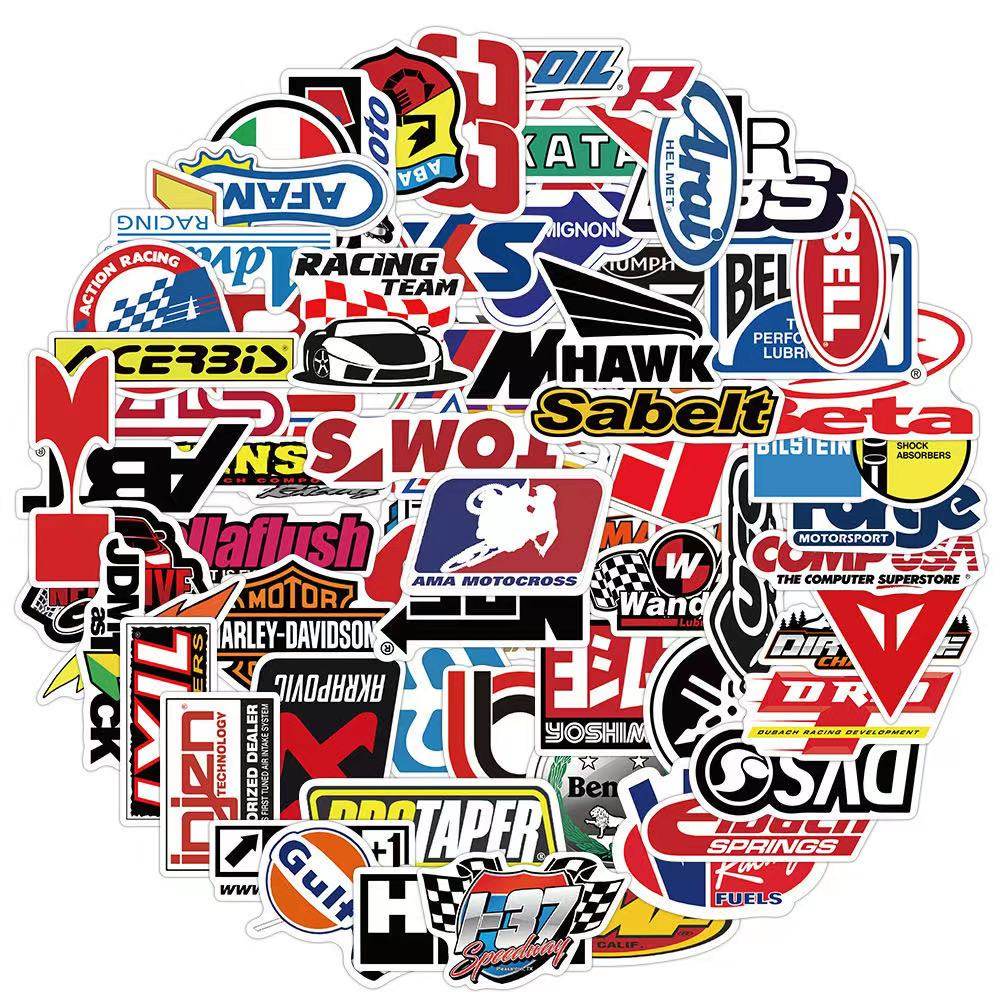 100张racing car赛车标志电脑水杯行李箱创意涂鸦个性防水贴纸