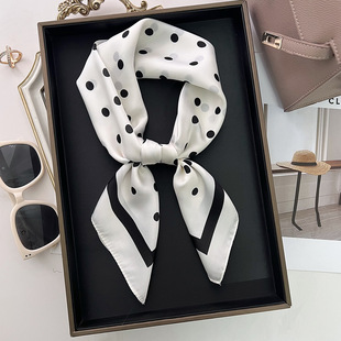 波点仿真丝丝巾女包头巾2026新款春夏季职业护颈围巾气质时尚方巾