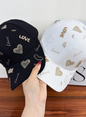 韩版LOVE爱心刺绣硬顶棒球帽女款春季百搭休闲鸭舌帽显脸小遮阳帽