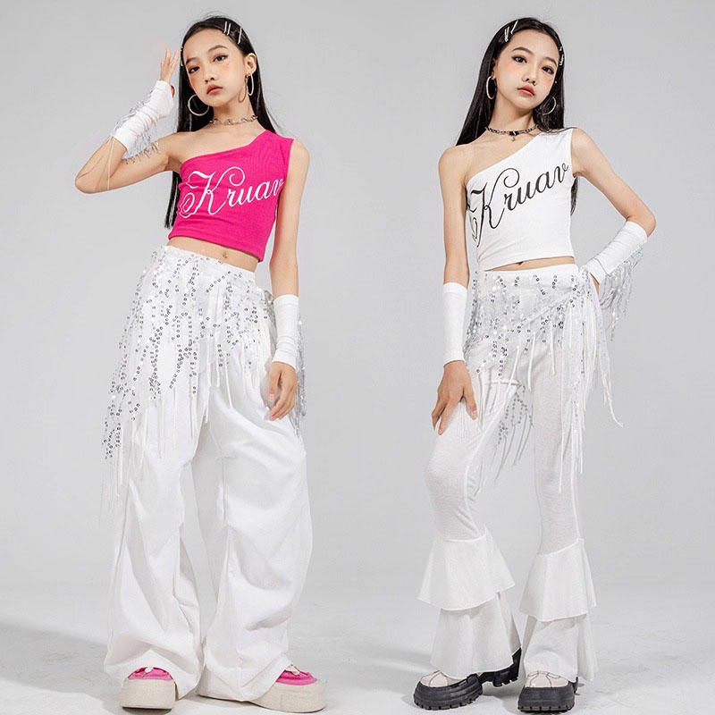 女童爵士舞服装背心长裤套装女孩jazz潮酷走秀潮服儿童舞蹈演出服