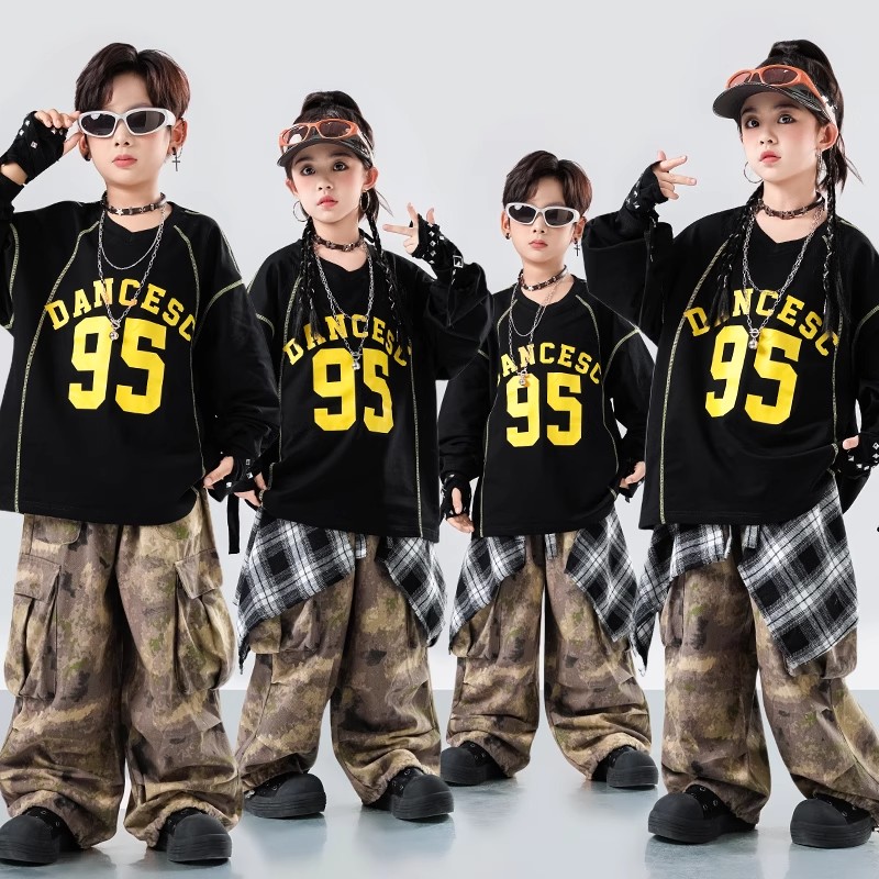 街舞套装男童嘻哈爵士舞衣服儿童表演服女孩潮服架子鼓服装舞蹈服