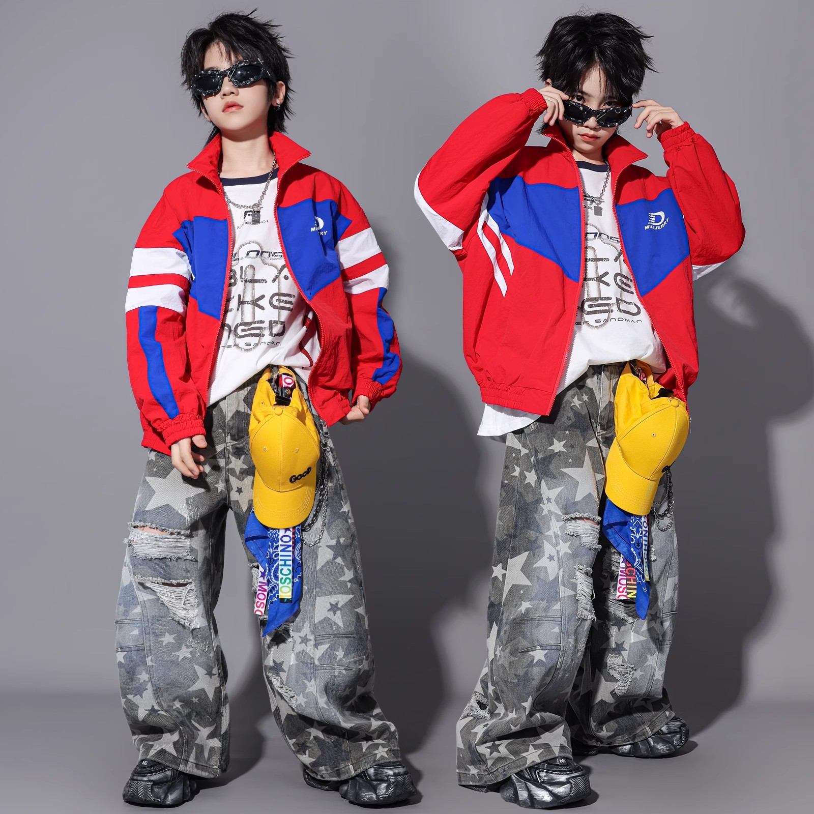 儿童街舞演出服男女童潮酷嘻哈风元旦运动套装少儿hiphop表演服装