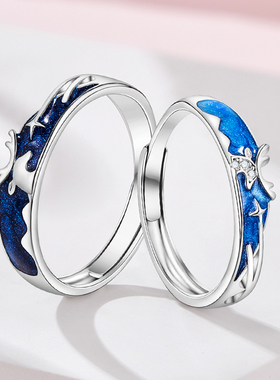 softdora/索缇朵一鹿有你情侣对戒S925银钻石开口戒指男女款一对