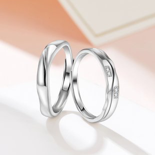 softdora/索缇朵共度爱河情侣对戒S925银钻石戒指一对男女款送礼
