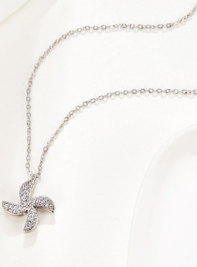 softdora/索缇朵风车项链女银色可旋转时尚个性潮流锁骨链