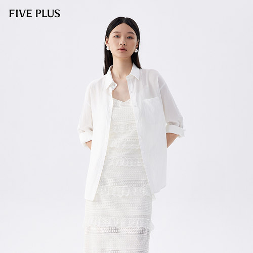 FIVE PLUS衬衫女长袖上衣通勤衬衫宽松莱赛尔女夏装