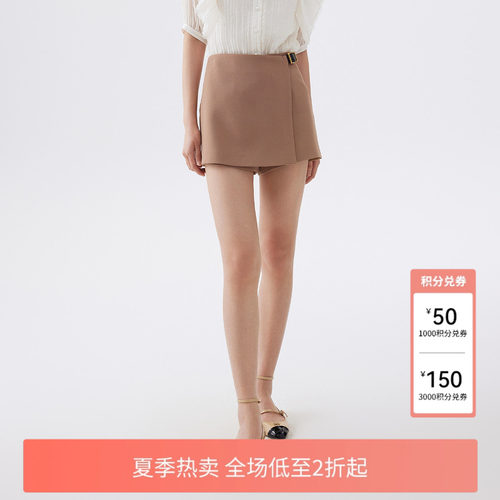 FIVE PLUS短裤女休闲裤阔腿不规则高腰设计感裙裤女春夏