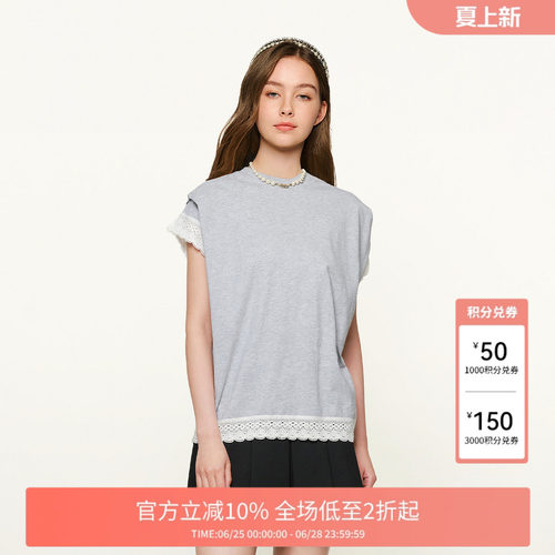 100%棉蕾丝边T恤