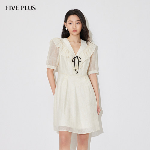 FIVEPLUS连衣裙天丝高腰温柔系