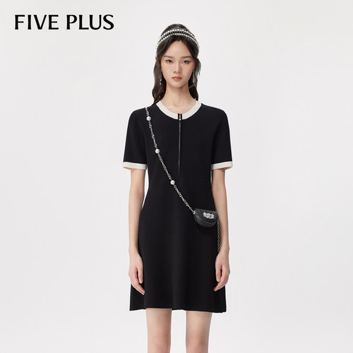 FivePlus法式A字裙针织连衣裙