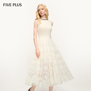 FIVE PLUS无袖 针织连衣裙女约会度假风优雅中长裙2025新款 女春装