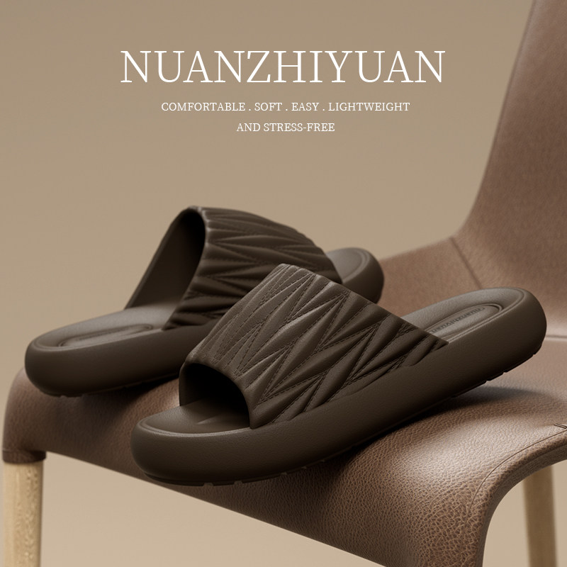 鲨际褶皱凉拖鞋情侣轻奢高级感