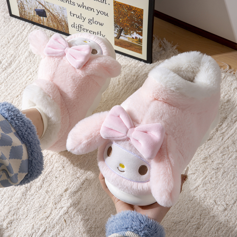 鲨际美乐蒂棉拖鞋保暖包跟可外穿