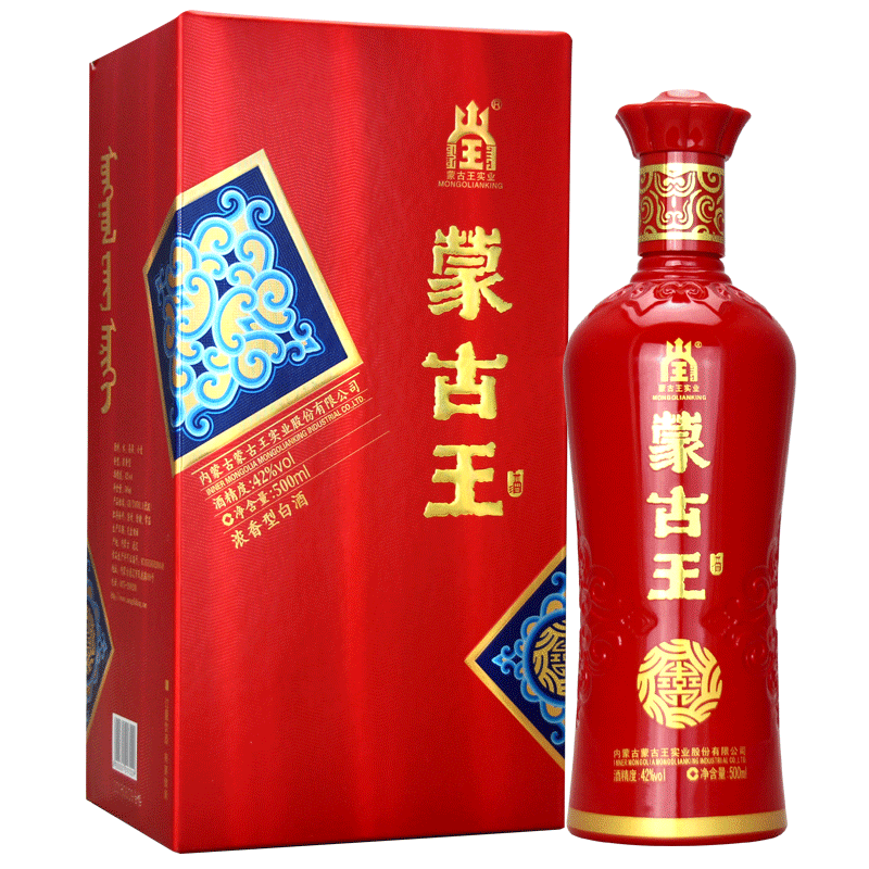 蒙古王42度喜宴单瓶500ml浓香型婚宴庆粮食酿内蒙古草原特产白酒