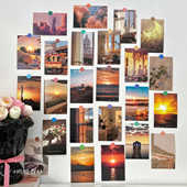 饰寝室相框画墙贴装 饰墙面装 饰送墙贴 30张ins美景北欧装 日出日落