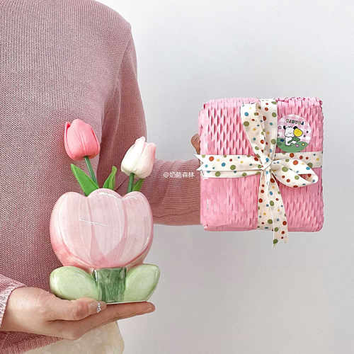 花朵陶瓷笔筒桌面花瓶摆件装饰