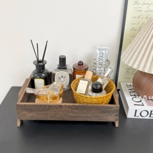 复古香水置物架实木展示架香薰中古风收纳架桌面梳妆台化妆品托盘