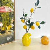 饰摆件 客厅电视柜玄关新年装 北欧风创意柠檬花瓶仿真柠檬果 软装