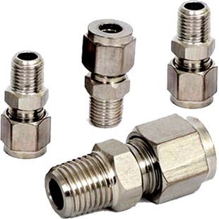 304/316不锈钢直通终端接头公英美制M/NPT/ZG/G直通双卡套管接头