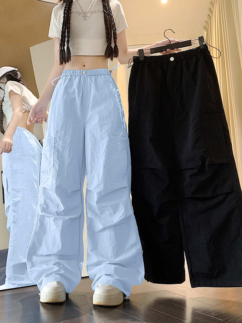 MOXD美式高街蓝色冰丝工装裤女夏季薄款新款速干伞兵运动裤休闲裤,女装/女士精品,休闲裤,淘宝优惠券,粉丝福利购,淘宝优惠卷