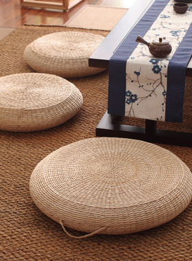 草编蒲团坐垫地上榻榻米垫子加厚圆形日式打坐禅修垫阳台飘窗草垫