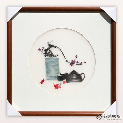苏绣成品挂画手工刺绣精品花卉客厅卧室床头挂画玄关走廊装饰挂画
