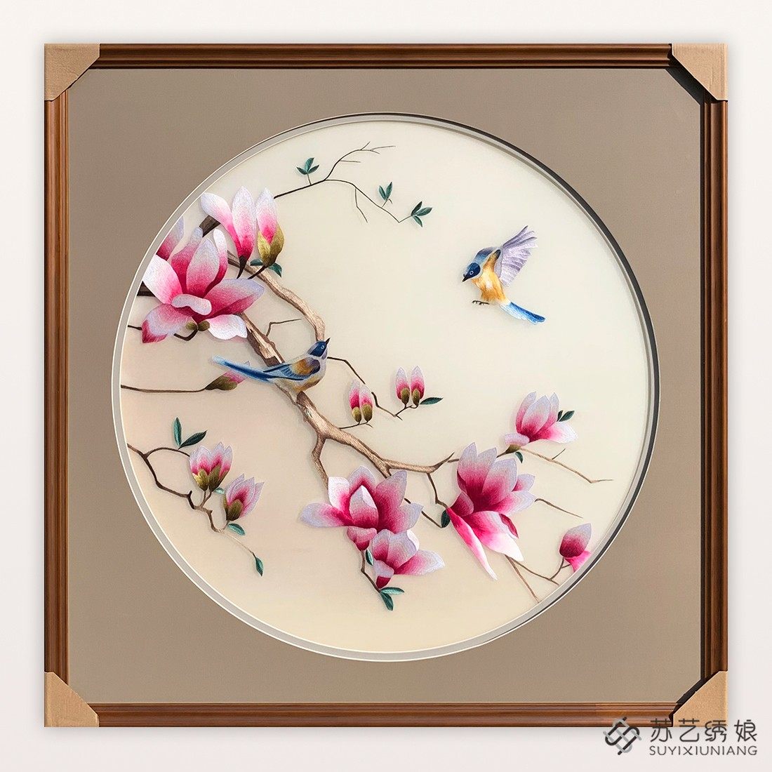 苏绣成品挂画手工刺绣精品客厅玄关装饰挂画事事如意柿子花鸟挂画