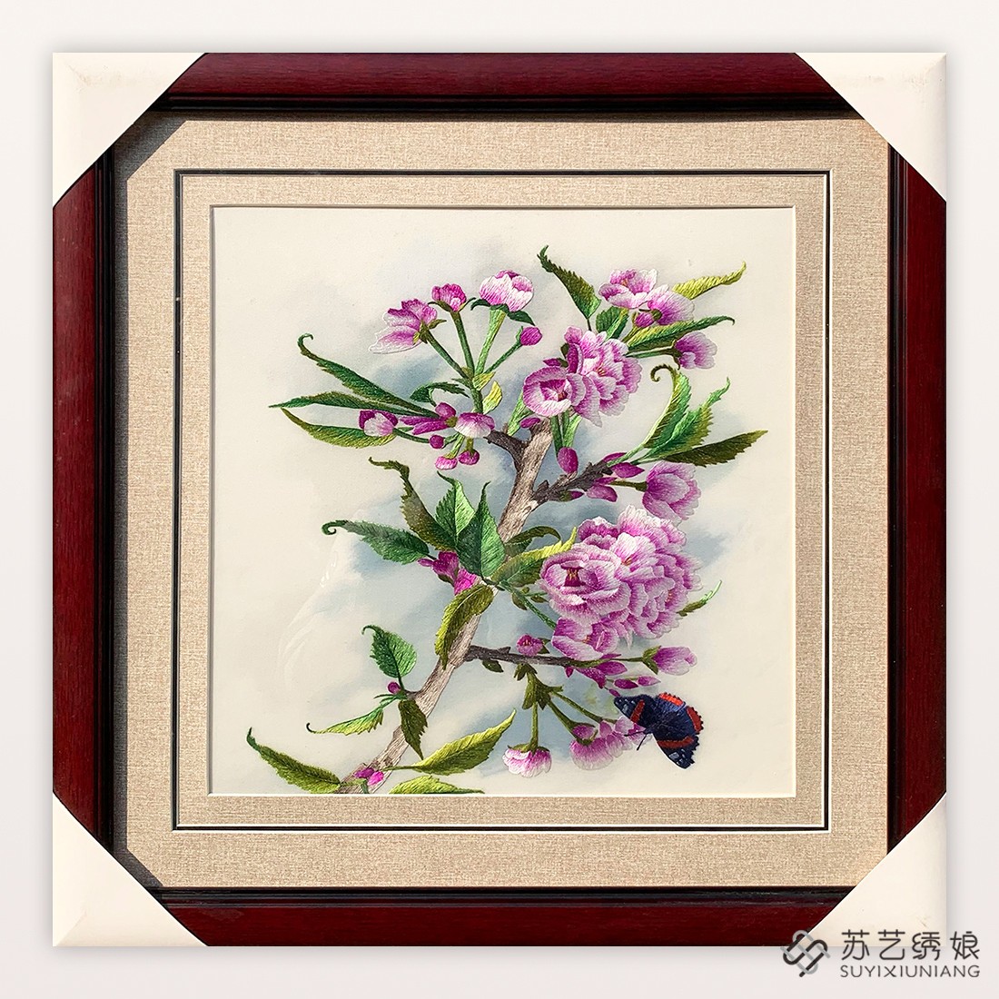 苏绣成品挂画手工刺绣精品花卉客厅卧室装饰挂画送朋友刺绣礼物画图片