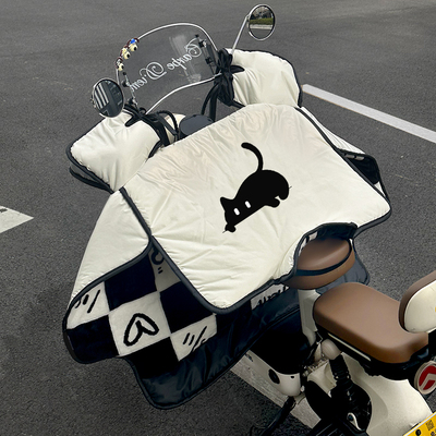 新款牛奶绒电动车挡风被冬季加绒加厚防风保暖防寒电瓶车防水罩