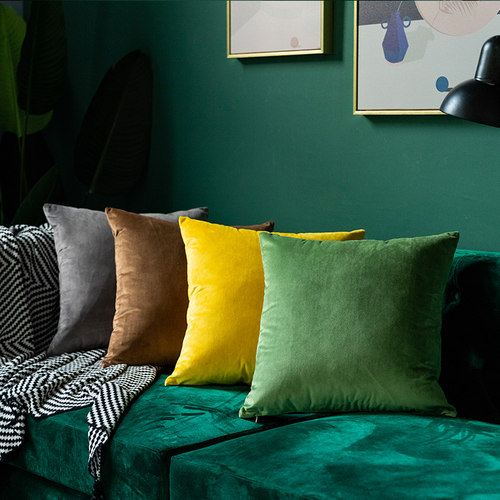 北欧纯色天鹅绒抱枕含芯60x60