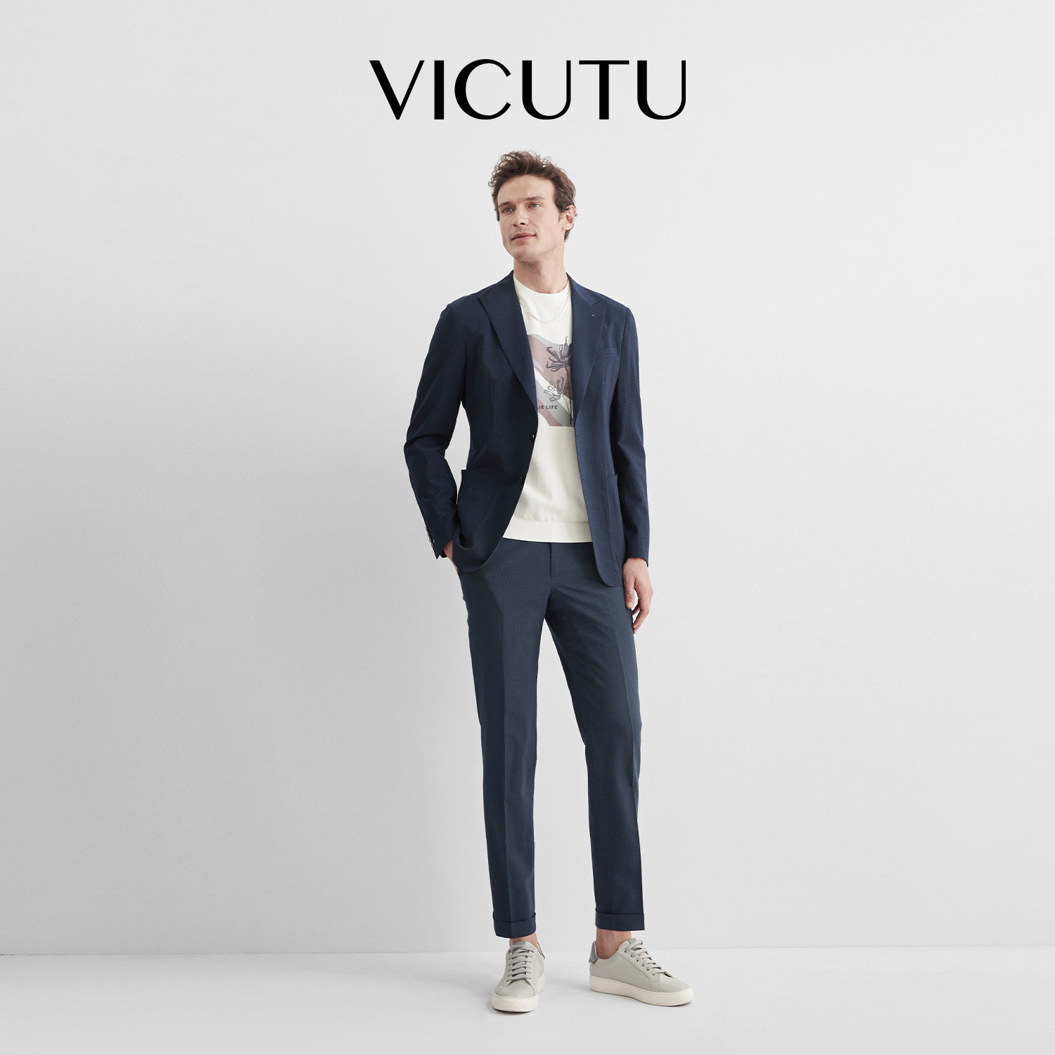 VICUTU/威可多男士单西裤商务休闲裤子直筒宽松男裤