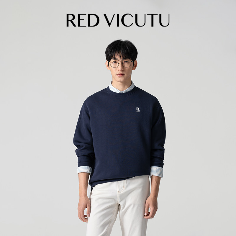 VICUTU/威可多男士长袖T恤简约百搭上衣圆领舒弹休闲通勤商务卫衣