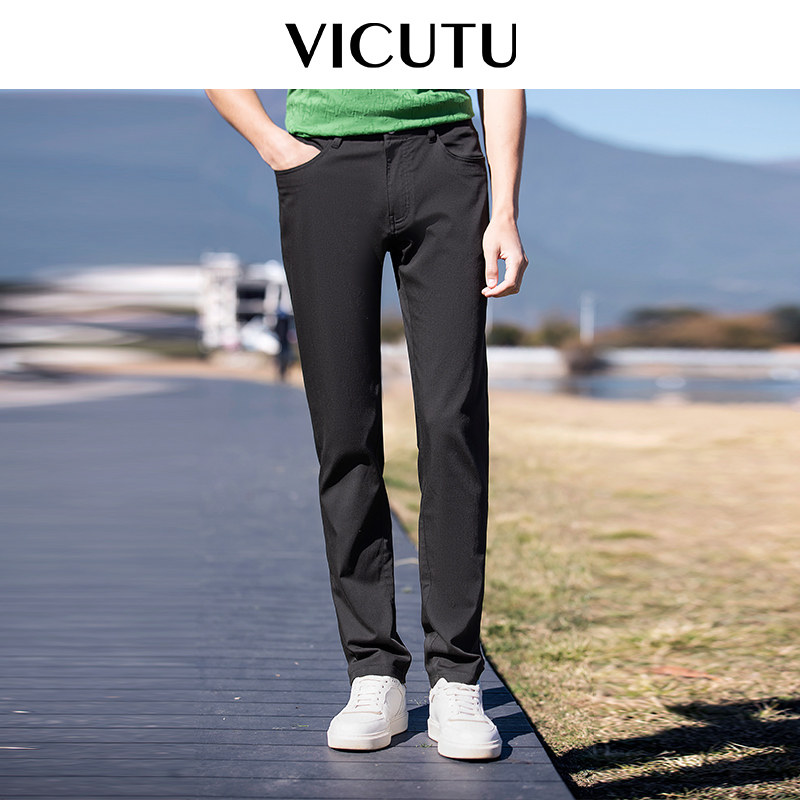 【牛仔小黑裤】VICUTU威可多男士牛仔裤商务通勤百搭黑色长裤