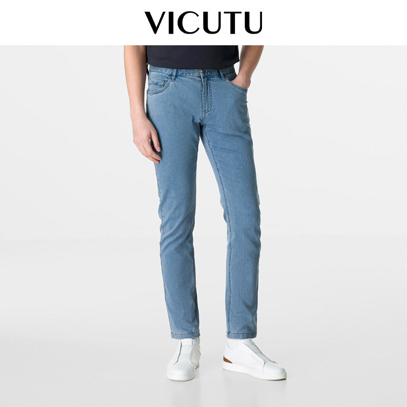 【莱卡牛仔】VICUTU/威可多男士牛仔裤春秋舒适弹力时尚百搭长裤