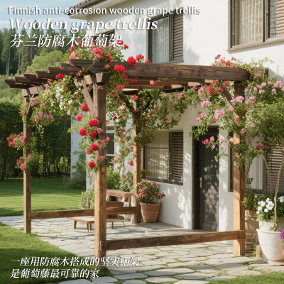 户外防腐木葡萄架亭子