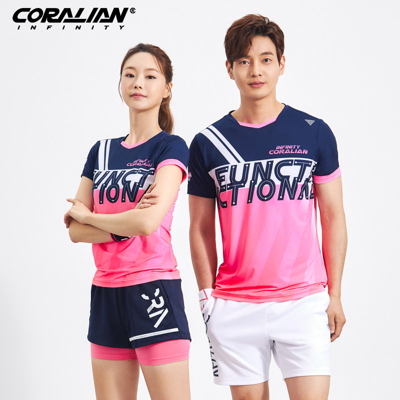 可莱安韩国羽毛球服男女短袖夏季新款上衣透气速干训练运动服套装