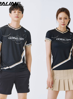可莱安羽毛球服女套装韩国制造新款男透气速干黑色上衣情侣运动服
