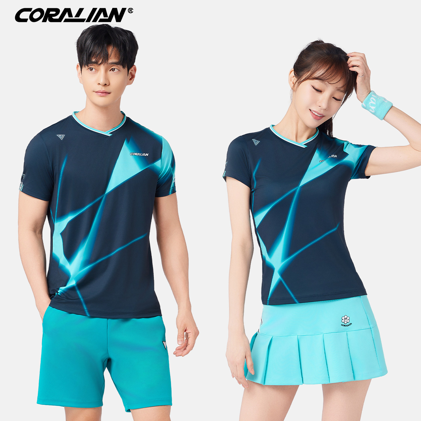 可莱安羽毛球服男女套装2025新品透气速干短袖上衣运动比赛服吸汗